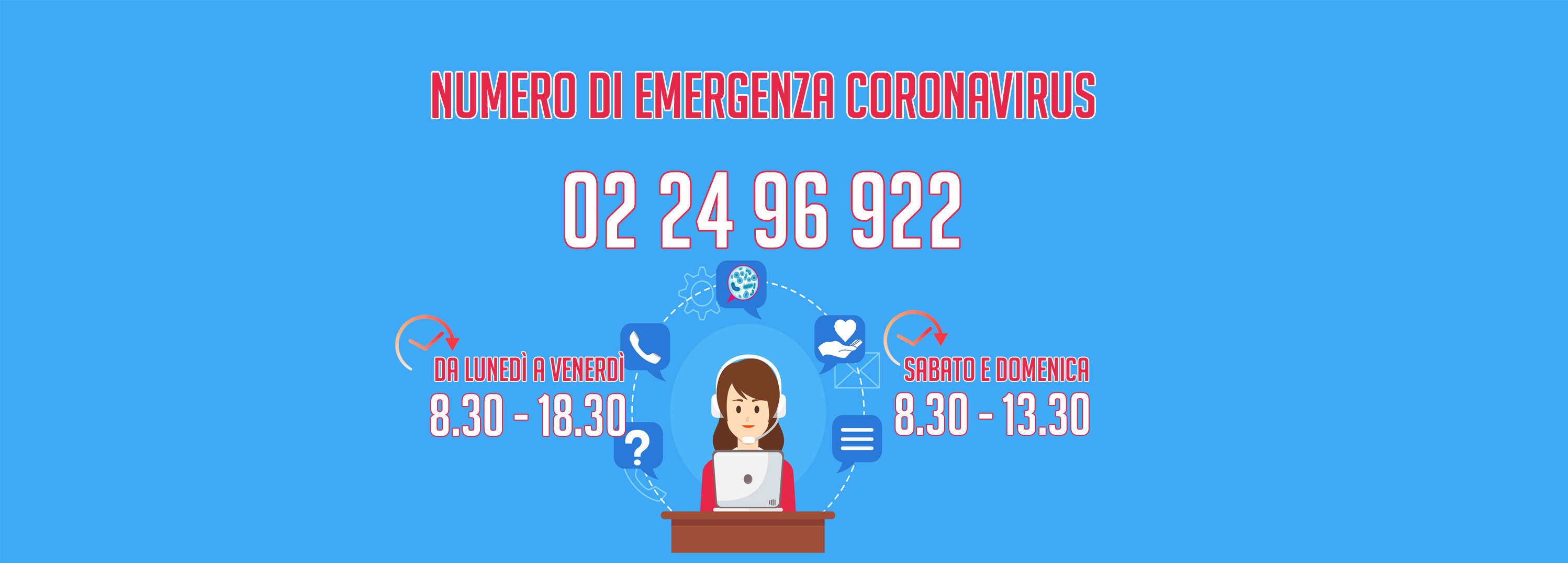 Coronavirus, attivo il numero 022496922 per fornire supporto alla cittadinanza