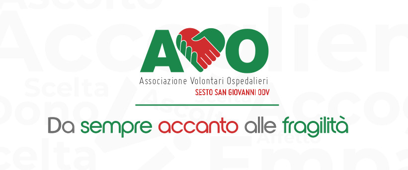 AVO logo la v rappresenta un cuore con due mani che si stringono