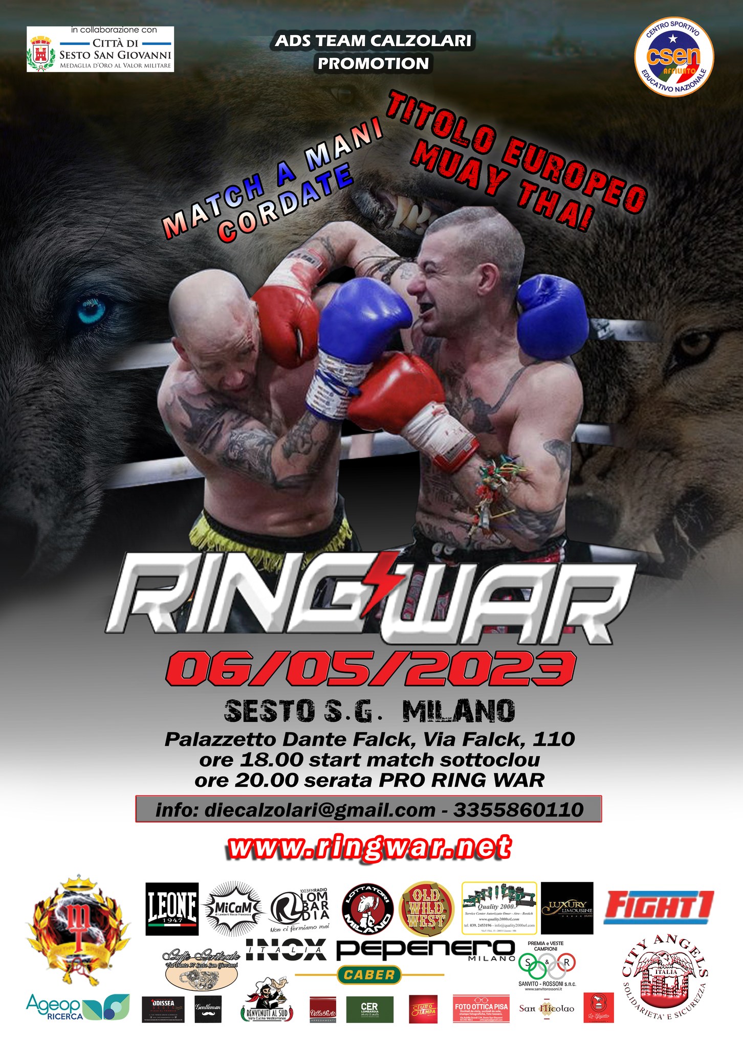 Ring War, sabato Sesto San Giovanni diventa capitale mondiale di Muay Thai