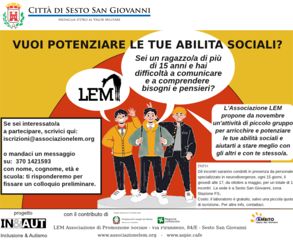 corso per adolescenti all'interno del progetto In&AUT