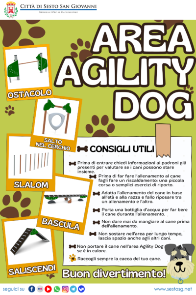 cartello con le regole nell'agility dog