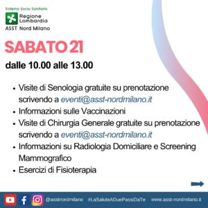 Sabato 21 settembre - Festa dello Sport, del volontariato e della salute.