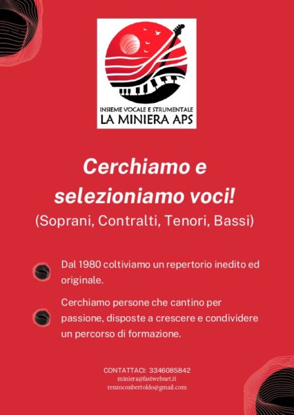 Locandina la miniera aps cerca voci per il coro