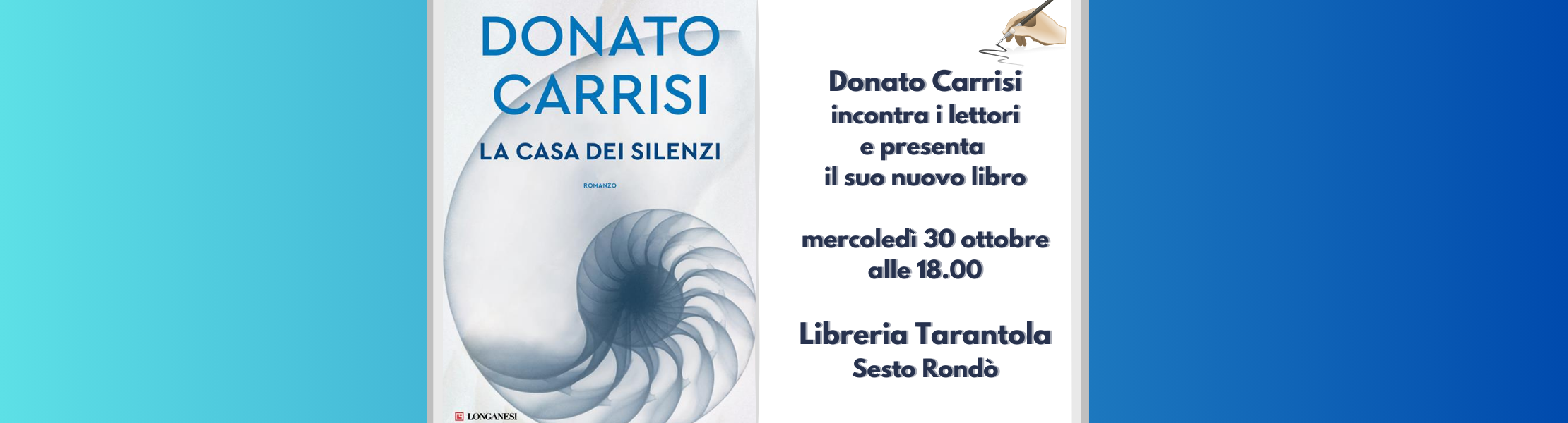 banner incontro Donato Carrisi da tarantola